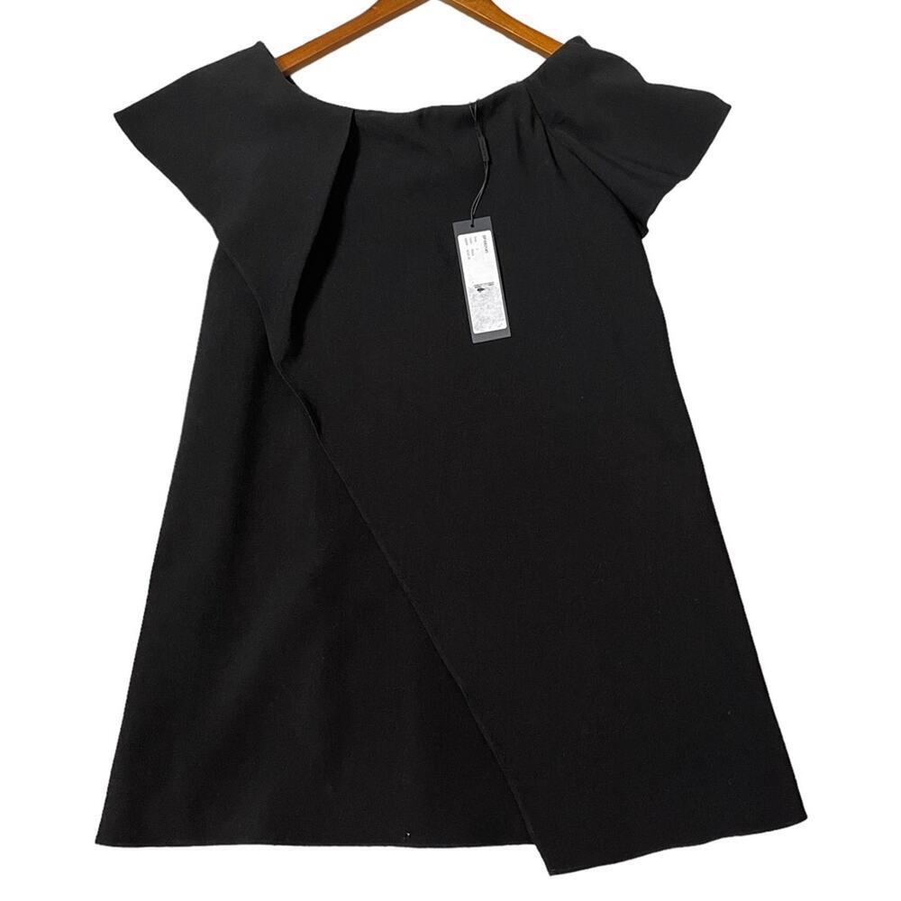 Halston Heritage Off-the-Shoulder Asymmetric Draped Shift Dress Size 2